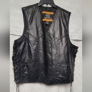 Men's Black Leather Vest